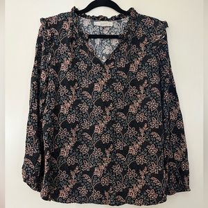 Lightweight Long-sleeve Floral LOFT Blouse